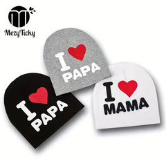 2pcs I LOVE PAPA MAMA Cotton Beanie Hat for Baby Boys and Girls