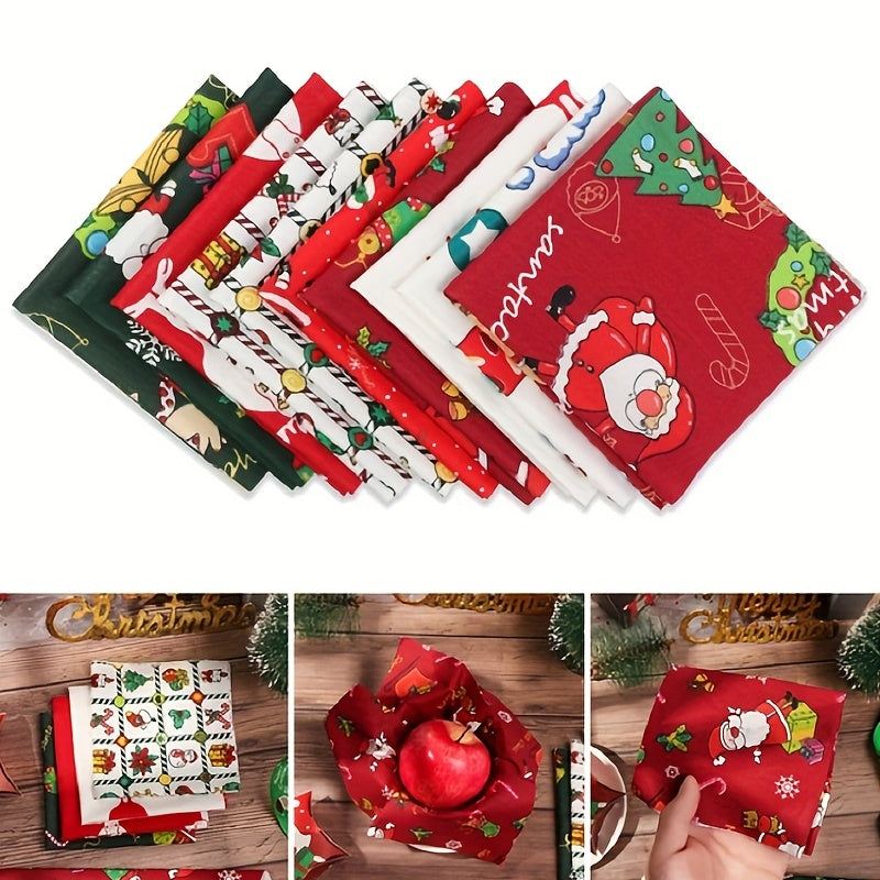 12pcs Cotton Christmas Cloth Set DIY Patchwork Pure Cotton Christmas Deco