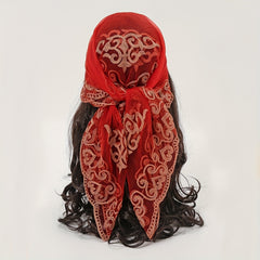 Boho Square Scarf Lace Embroidery Bandana Women Neckerchief Decorative Shawl
