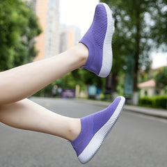 Women's Purple Slip on Walking Shoes Breathable Flat Shoes