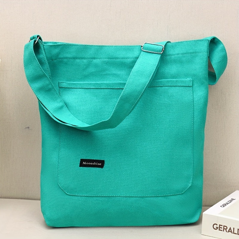 Solid Canvas Crossbody Bag Large Capacity Shoulder Bag For Travel
