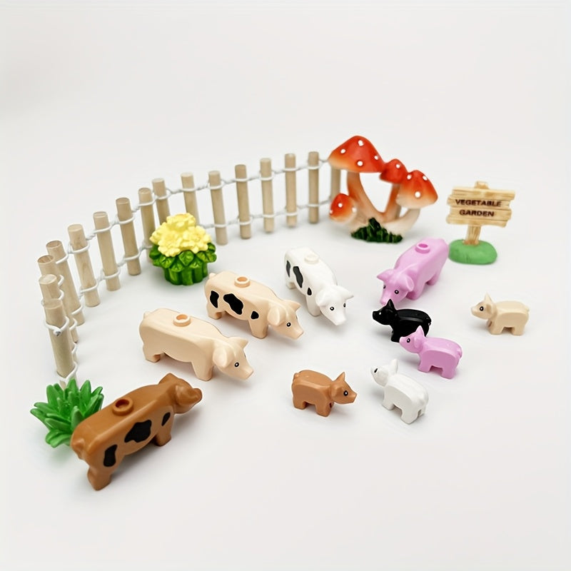 5pcs Mini Building Blocks for Pig Farm and Pastoral Decoration - Creative Toy