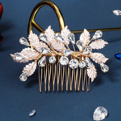Ancient Style Rhinestone Hair Comb Leaf Insert Bridal Hair Accessorie