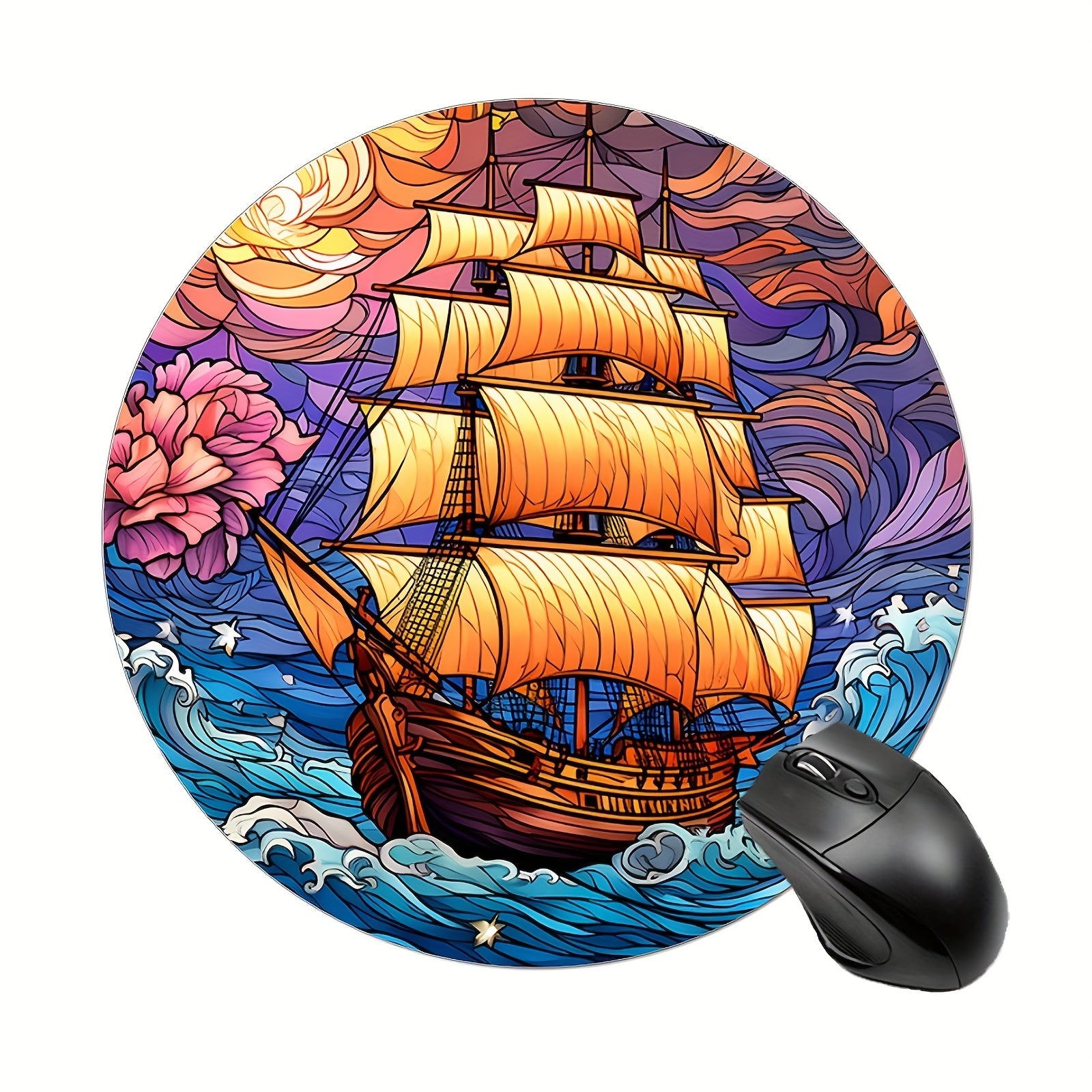 Pirate Round Mouse Mat 7.87 x 7.87 x 0.1inch