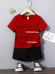 Boys Short Sleeve T shirt & Shorts Set Casual Kids Clothes