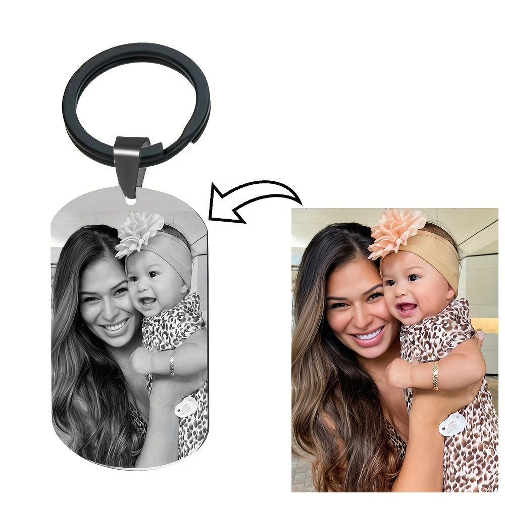 Personalized Photo Key Ring for Men Stainless Steel Key Chain Gift