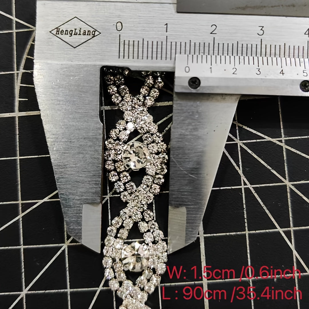 1 Yard Rhinestone Trim Chain Applique Sewing DIY Decoration