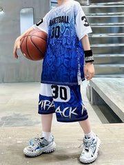 Boys Basketball Jersey Set Breathable Letter Print