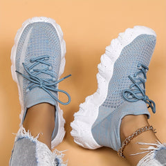 Women's Mesh Chunky Sneakers Lace Up Running Shoes Comfortable Sock Sneakers
