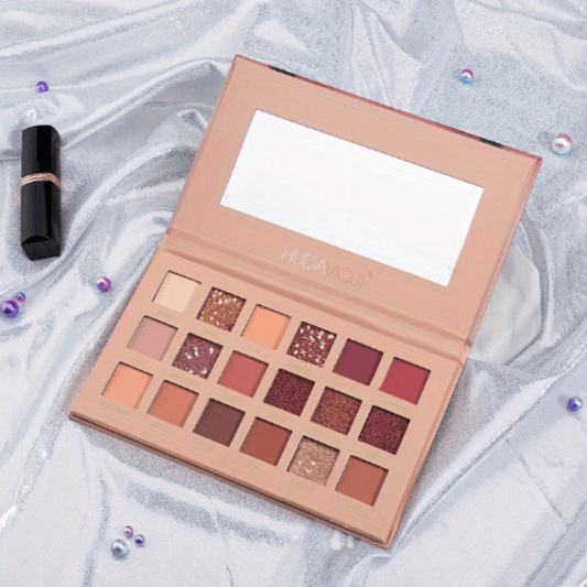 18 Colors Desert Eyeshadow Palette Satin Metallic Texture Brown Red