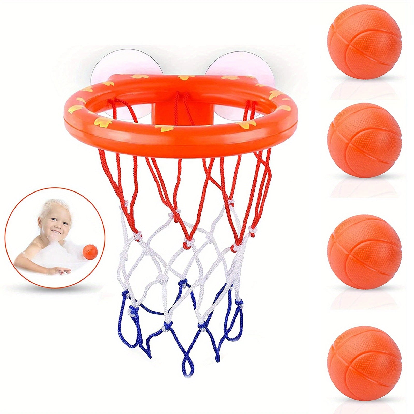 Bath Toys Bathtub Basketball Hoop For Toddlers with 3 Soft Balls Set