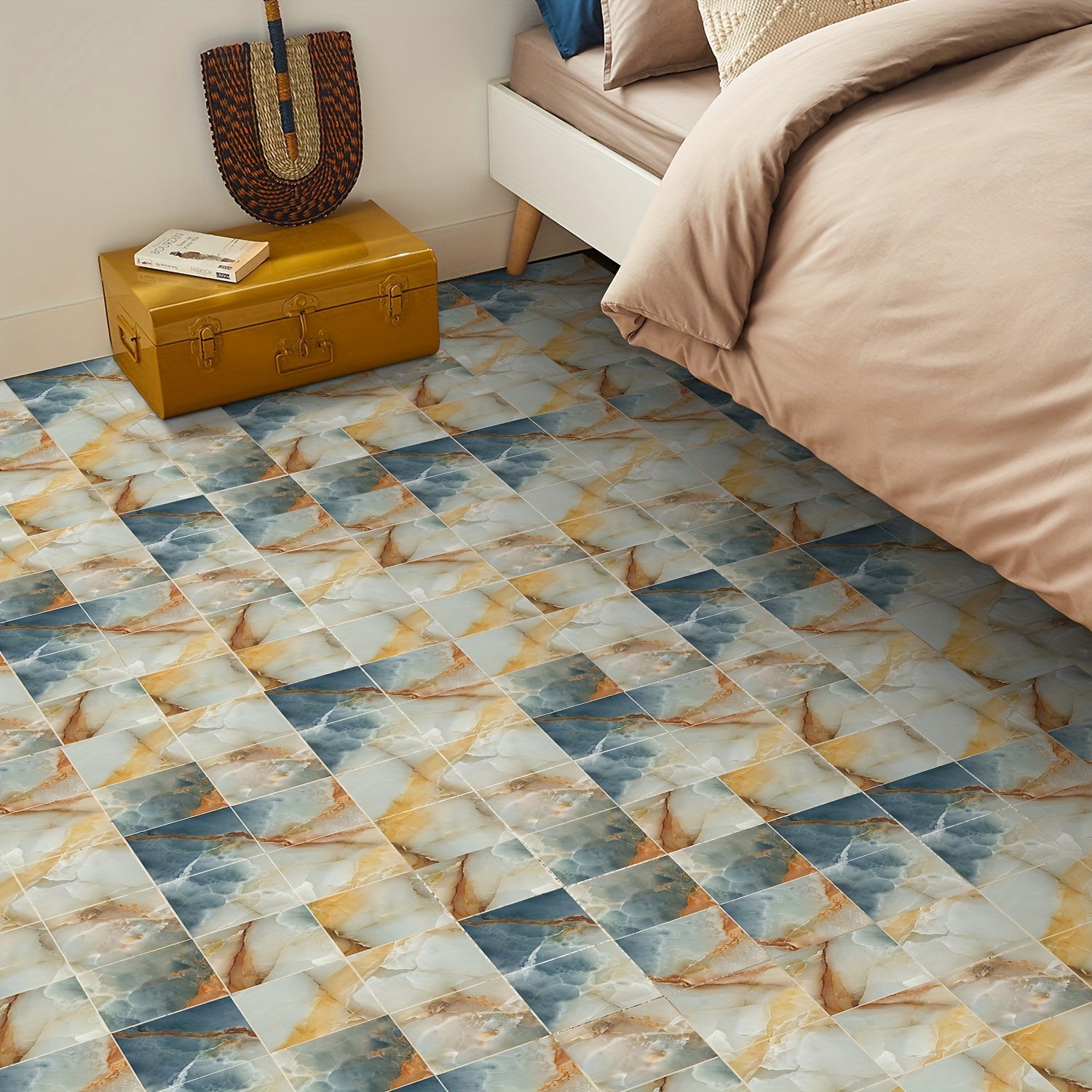 10pcs Colorful Marble Tile Sticker Peel And Stick Home Decoration
