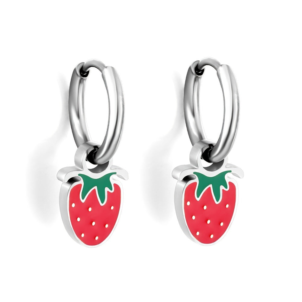 Fruits Drop Earrings For Girls - Little Cherry Strawberry Watermelon Shaped