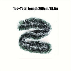 Green Snowy Garland Artificial Christmas Pine Streamers for Ceiling Decorations