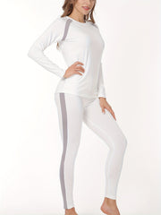 Women's Thermal Underwear Set Long Sleeve Crew Neck Tops & Pants