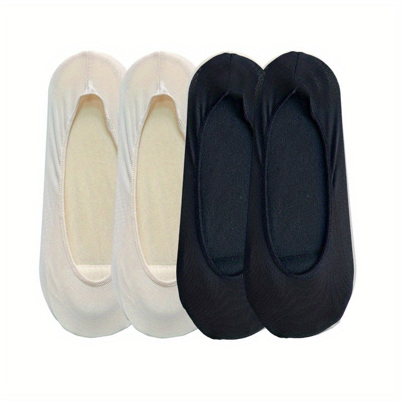 4 Pairs Solid No Show Socks Lightweight Low Cut Ankle Socks Women's Stockings