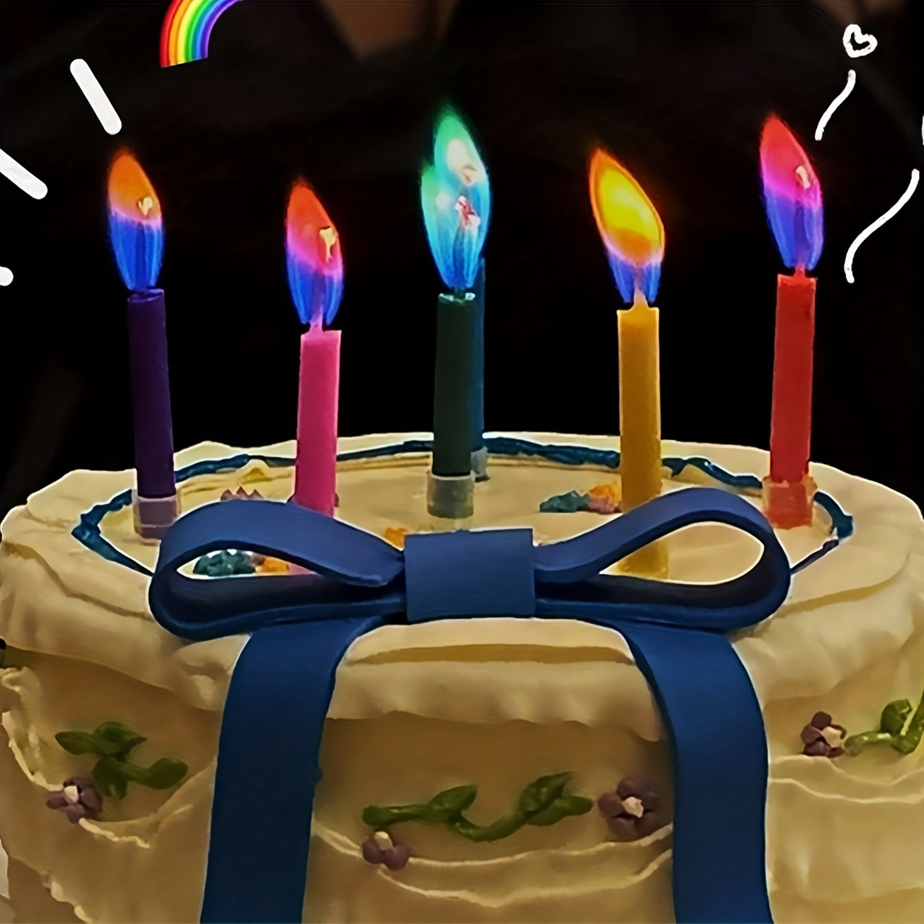 6pcs Colorful Flame Birthday Candles for Wedding Cake