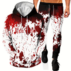 Men's 3D Print Hoodie & Joggers Set for Sports