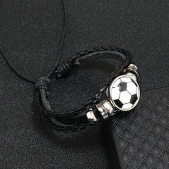 Sporty Style Handwoven Bracelet Basketball Football Beads Charm Woven Rope