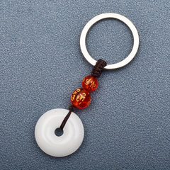 Vintage Jade Keychain Lucky Pendant for Keys Purse Car