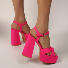 Block Heel Sandals Open Toe Ankle Strap Platform Pumps Women's Shoes