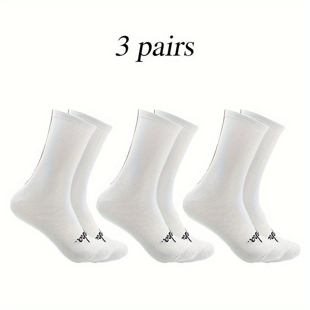 3 Pairs Men's Mid Crew Sport Socks Nylon Blend Breathable Sweat-absorbing Socks
