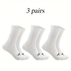 3 Pairs Men's Mid Crew Sport Socks Nylon Blend Breathable Sweat-absorbing Socks