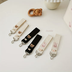 2 Pack Baby Stroller Hook Bear Embroidery Storage Pendant