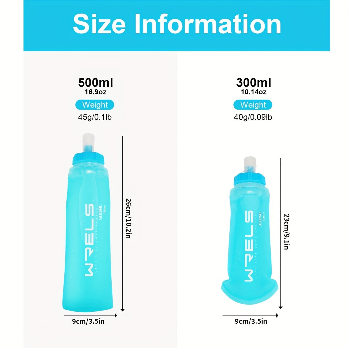 BPA Free Collapsible Running Flask Water Bottle 300ml 500ml