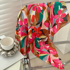 98cm Imitation Silk Printed Square Scarf for Women