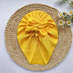 Soft Elastic Strip Flower Baby Hat With Kelp Knot Hat For Girl