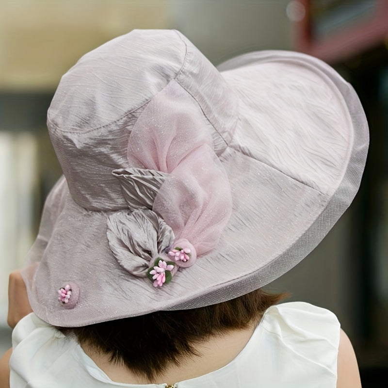 Wide Brim Flower Sun Hat UV Protection Lightweight Bucket Hat