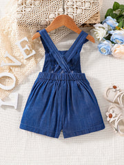 Baby Girls Bowtie Overall Shorts Bib Pants