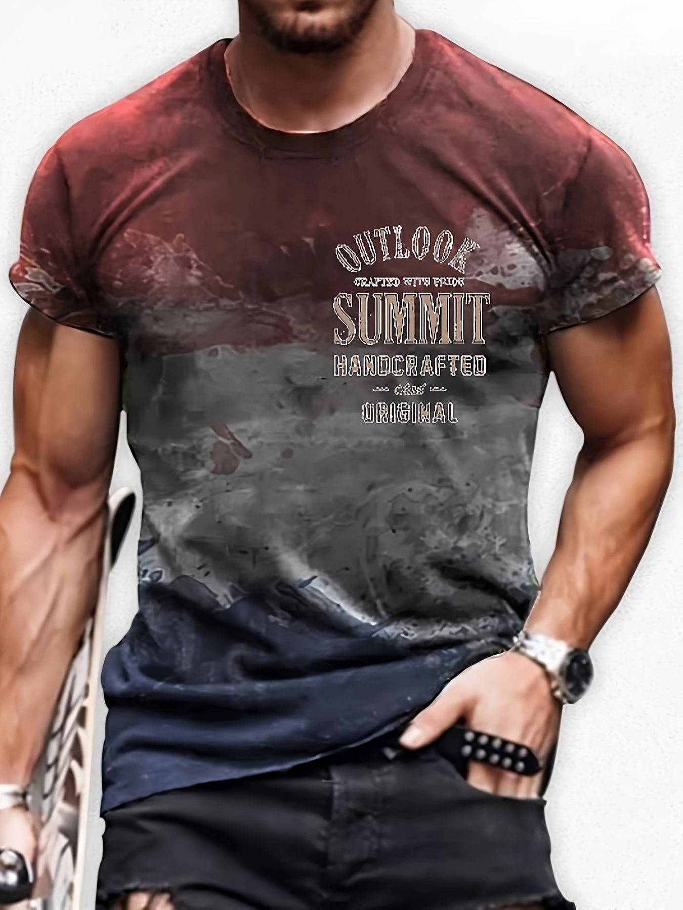 Men's Printed Sports T shirt Round Neck Tee Shirt For Summer