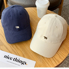 Polar Bear Embroidered Washed Cloth Baseball Cap Unisex Sunshade Denim Hat