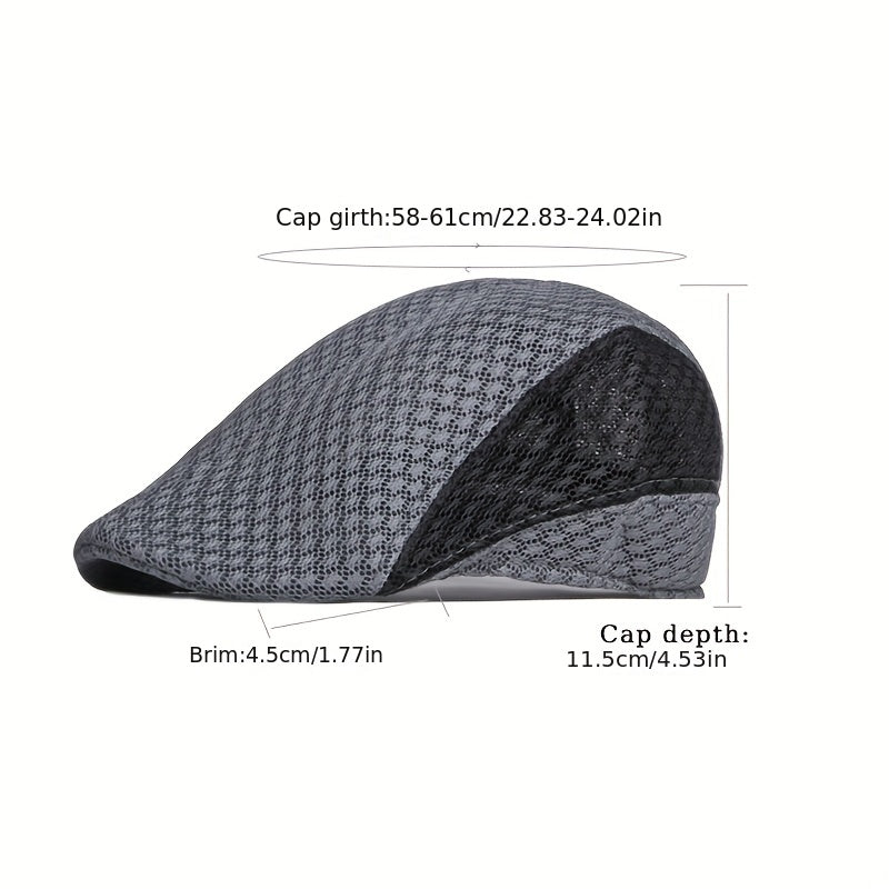 Men's Mesh Breathable Newsboy Hat Peaked Cap Retro Beret Literary Painter Hat