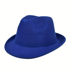 Vintage Trilby Fedora Cap Solid Felt Hat Classic Rolled Brim Jazz Hat