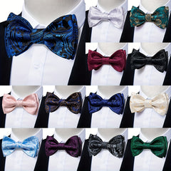 Men's Silk Paisley Bow Tie Set for Wedding Formal Event