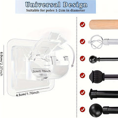 8pcs No Drill Curtain Rod Brackets Self Adhesive Rod Hangers