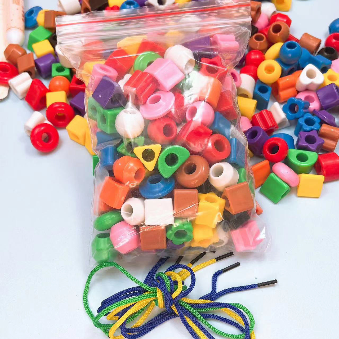 Kids Bead & Block Toys for Concentration Training Random Shapes Mixed