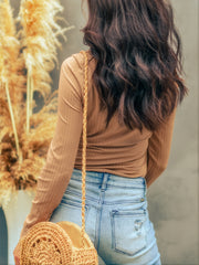 Solid Crew Neck One Piece Bodysuit for Women