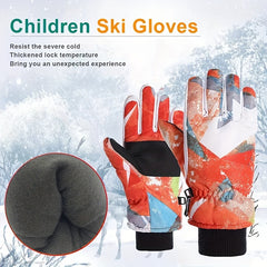 Kids Ski Gloves Waterproof & Non Slip Thickened for Outdoor Riding