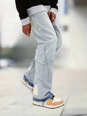 Men's Splatter Print Loose Fit Jeans
