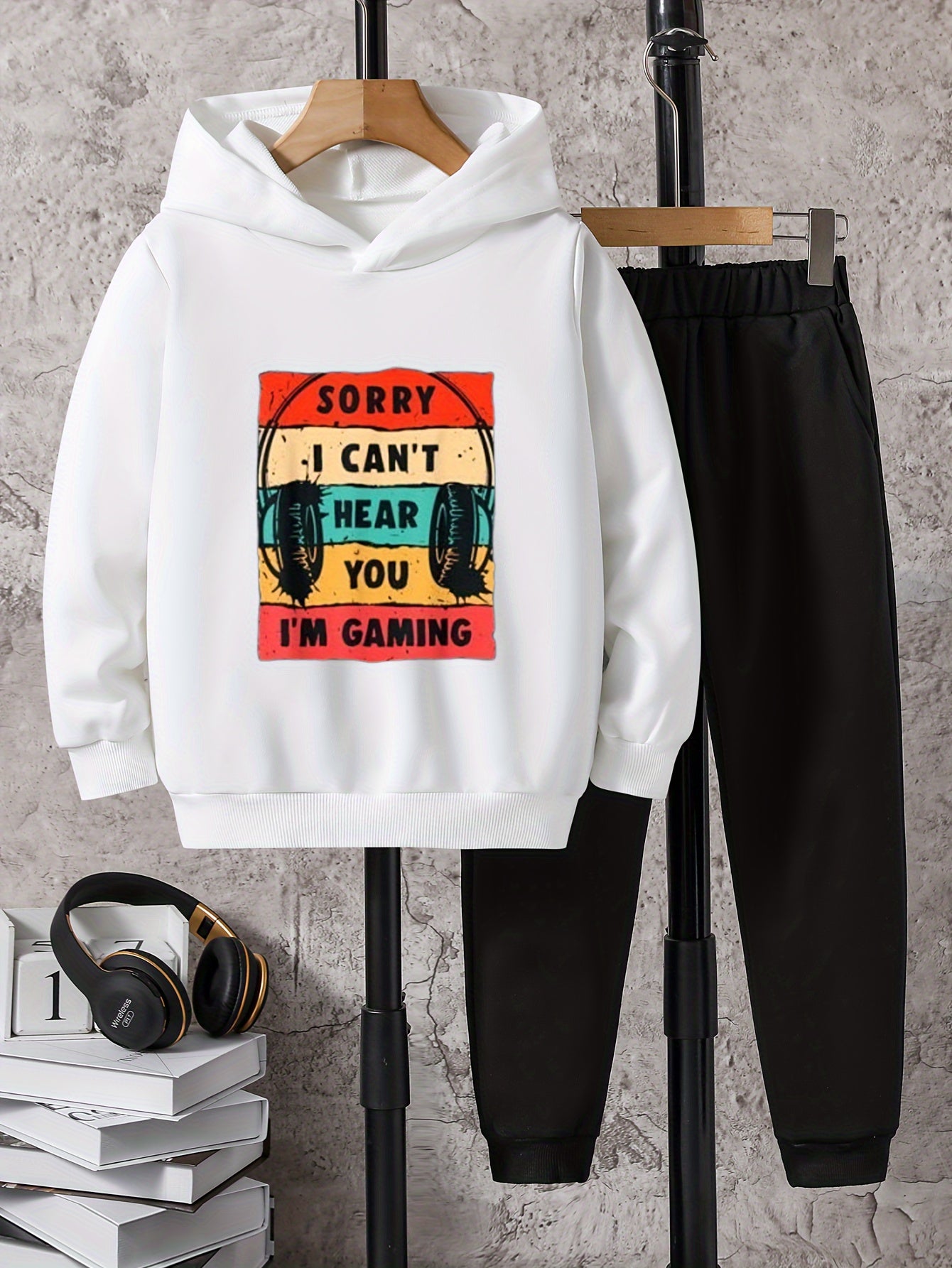 Boys Kids Casual Long Sleeve Hooded Sweatshirt & Sweatpants Set