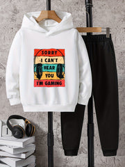 Boys Kids Casual Long Sleeve Hooded Sweatshirt & Sweatpants Set