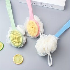 Long Handle Soft Hair Bath Brush with Rubbing Ball for Gentle Cleansing