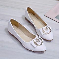 Women's Bow Pointed Toe Flat Shoes Soft Sole Slip On Casual Faux Leather