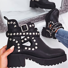 Women's Ankle Boots Cut Out Rivet Booties