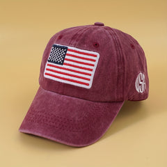 Flag Embroidery Baseball Cap Vintage Washed Distressed Sports Hats