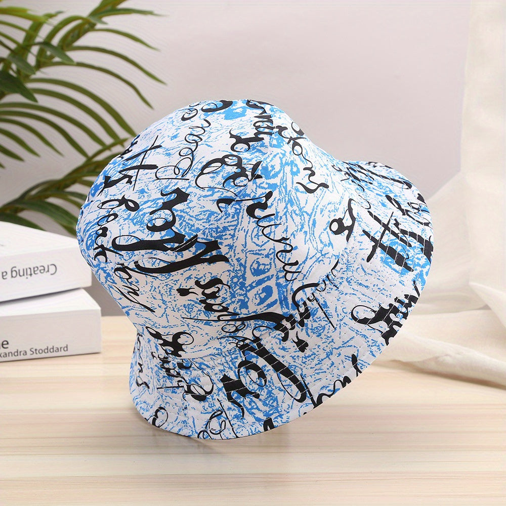 Graffiti Print Bucket Hat Couple Basin Hat Sunscreen Fisherman Cap